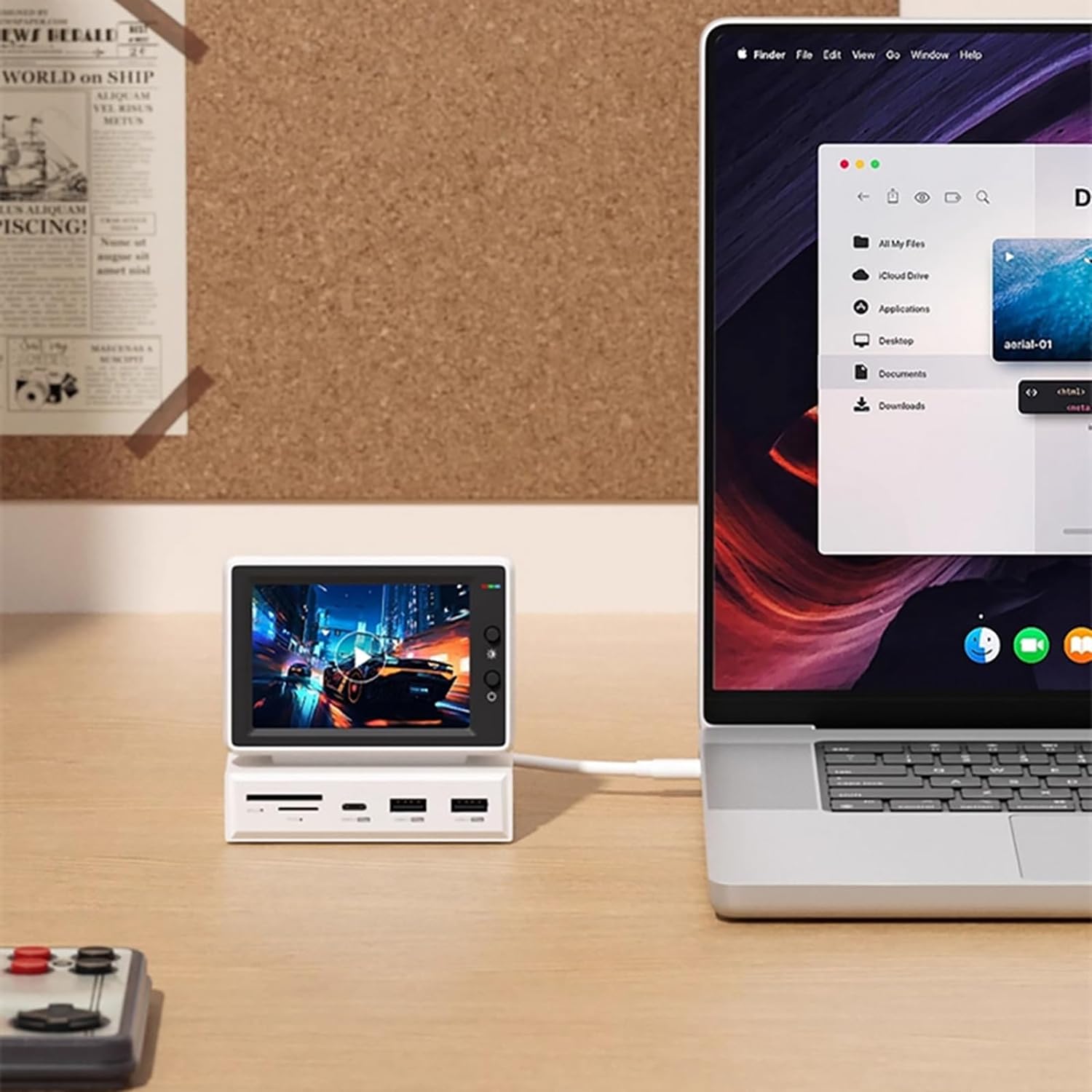 Dockmate retro monitor with screen and USB-C hub